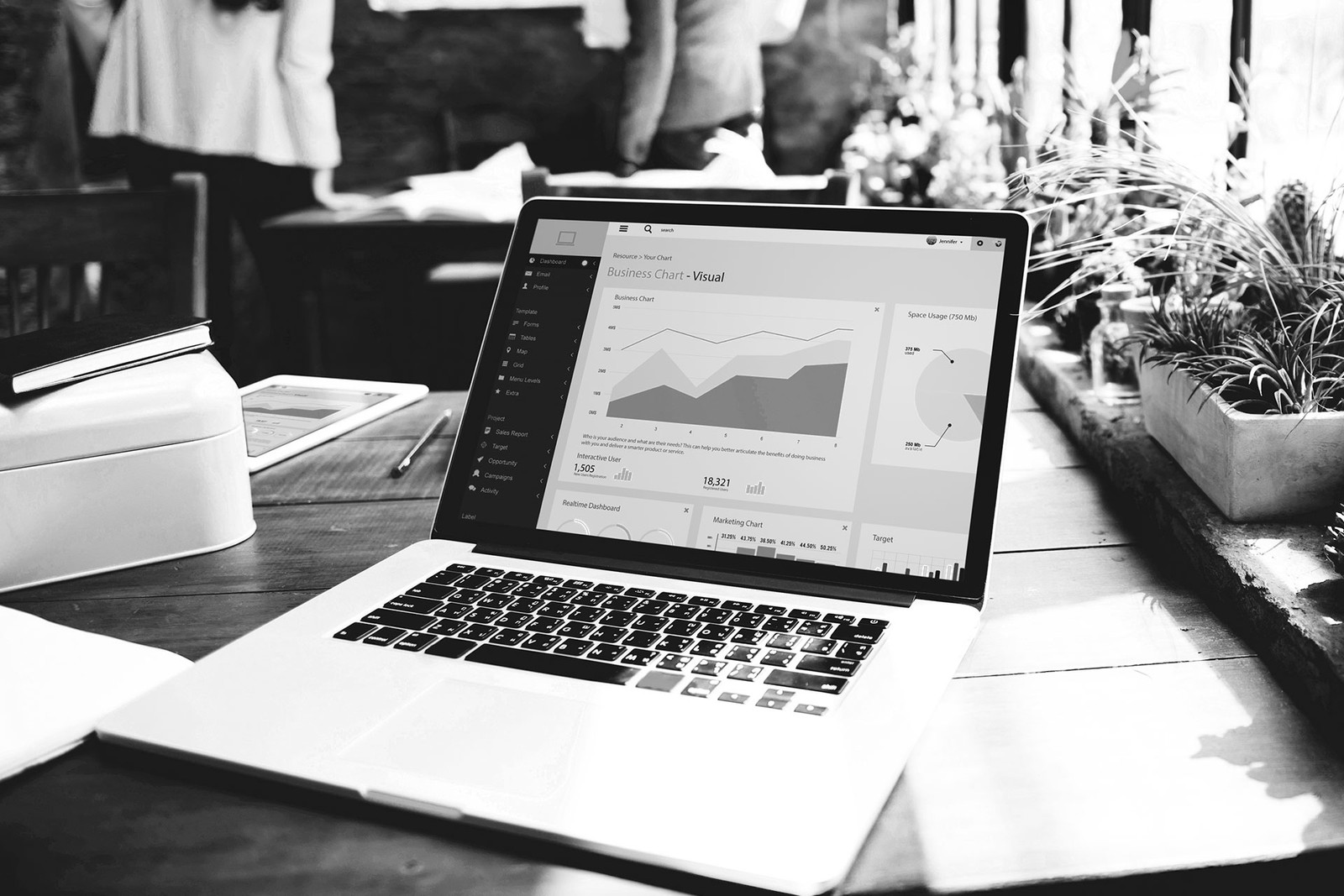 investment report on laptop